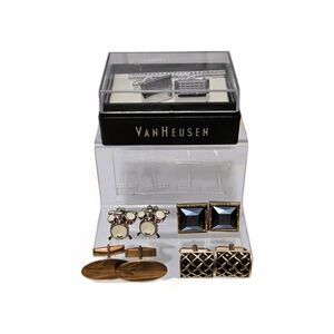 Vintage Lot of Men's Cufflinks and Tie Clip Kickok,Van Heusen + Others